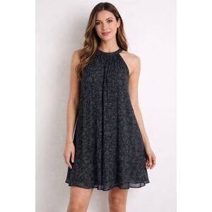 THML Women's Black with White dots sleeveless pleated swing dress in size S